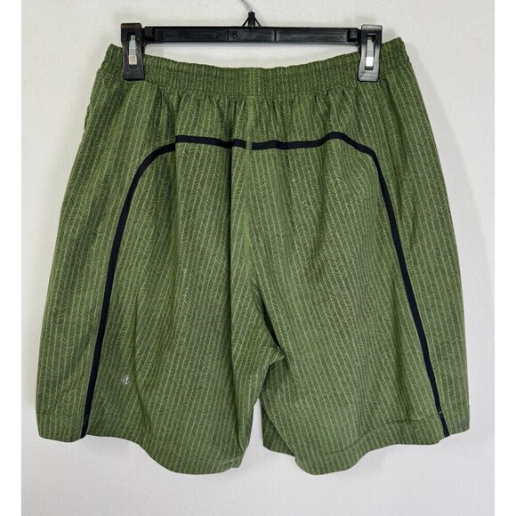 Lululemon Pace Breaker ‘Stretch Your Head’ Shorts Large Green Herringbone Lined - Picture 3 of 10